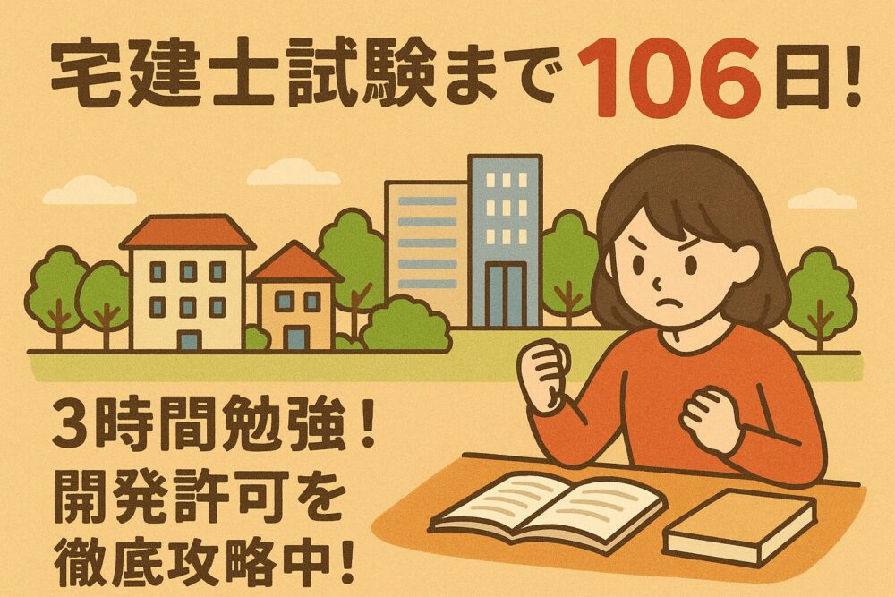 [宅建士試験まであと106日！]　３時間勉強！開発許可を徹底攻略中！