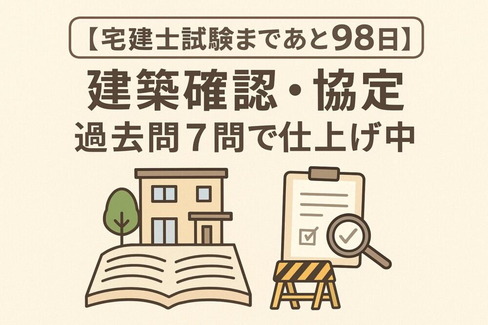 [宅建士試験まであと98日]建築確認・協定→過去問７問で仕上げ中