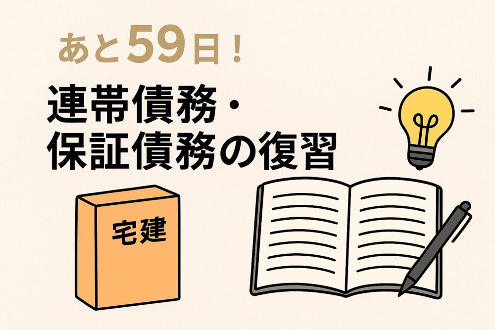【宅建試験まであと59日！】連帯債務と保証債務を復習！弱点を強化中！