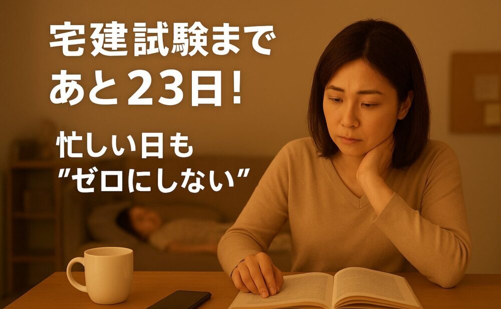 [宅建試験まであと23日！]忙しい日も“ゼロにしない”！